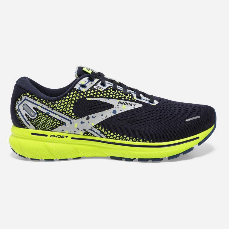 Brooks Ghost 14 Mens Cushioned Road Running Shoes - Navy/Nightlife/Oyster - Philippines (148706ULB)